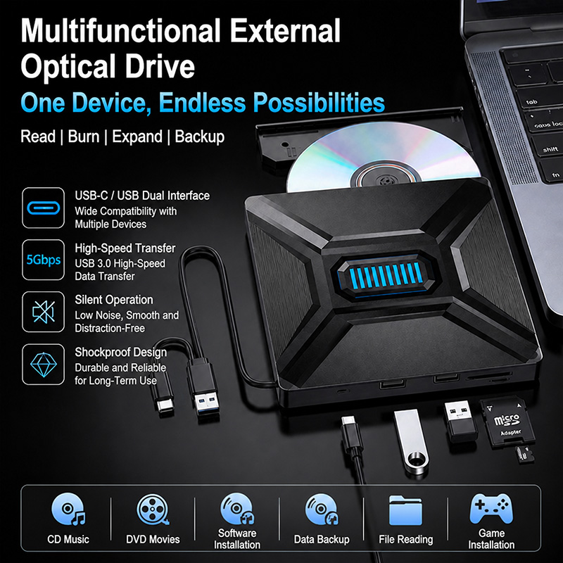 Laptop Accessories Distributor - Deepartner Çok Fonksiyonlu DVD Oynatıcı Yüksek