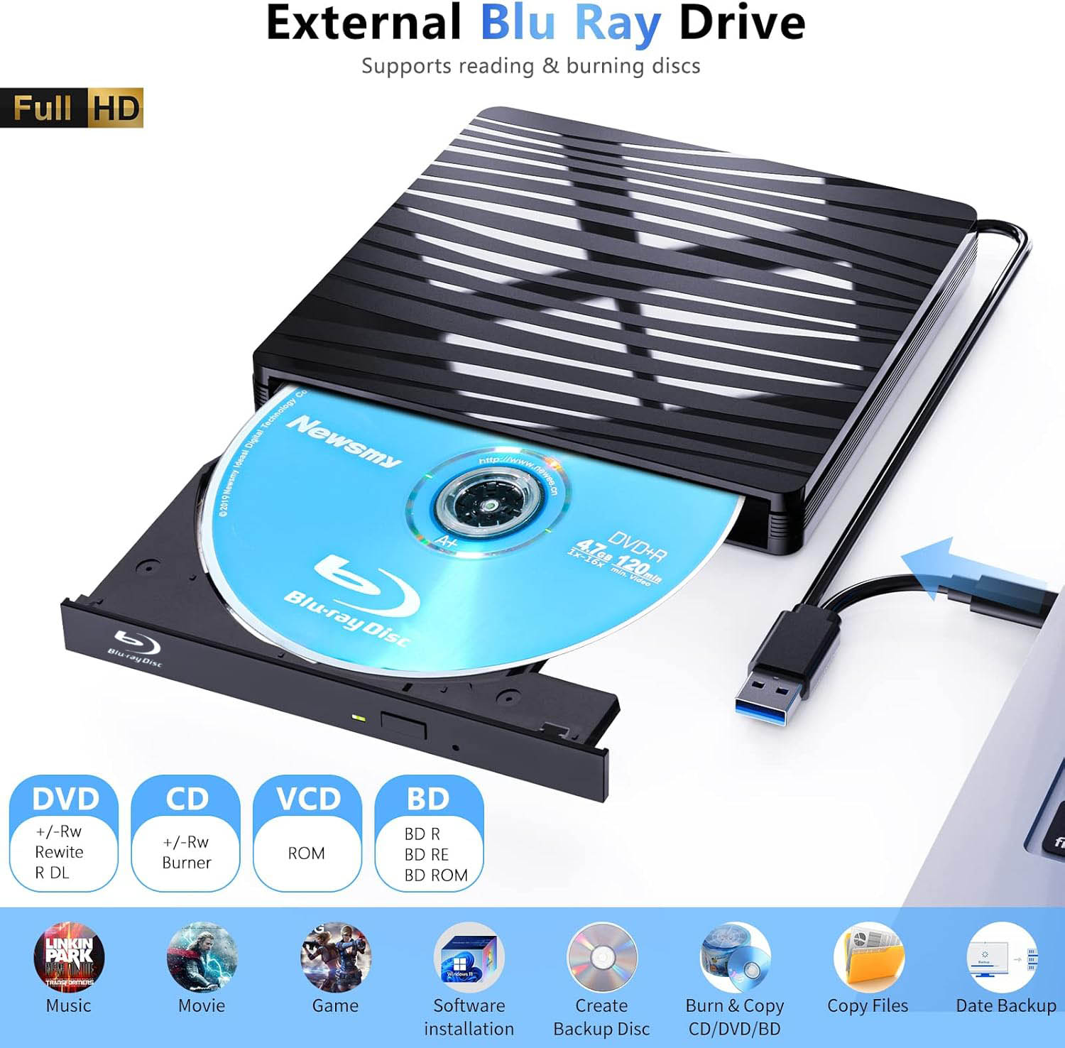 Laptop Accessories Distributor - Dizüstü Bilgisayarlar için USB3.0 Harici Blu-ray