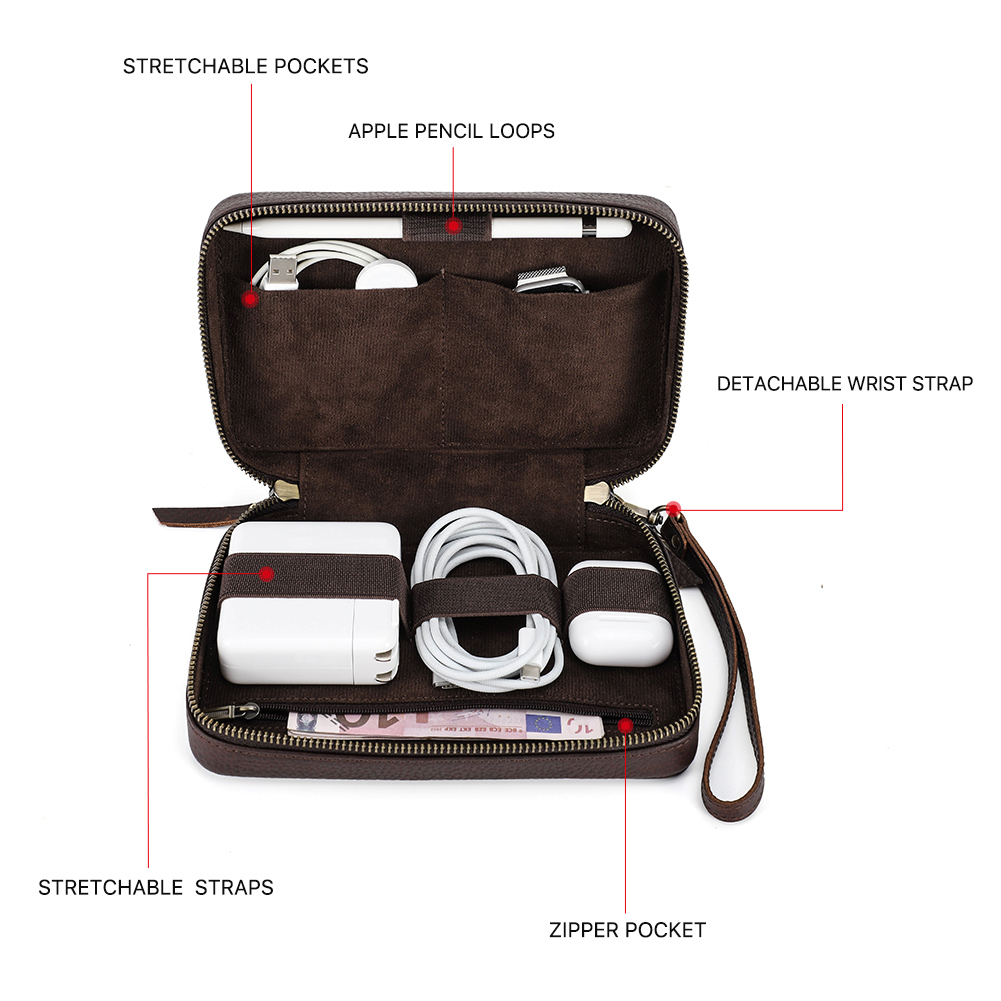 Hakiki deri taşınabilir USB ve - Cable Management Bag incelemesi ve fiyatı