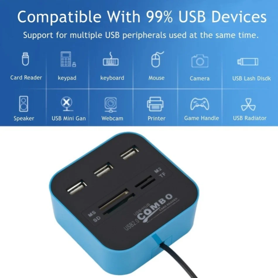 3 port USB 2.0 Hub Combo USB M - Laptop Accessories All In One incelemesi ve fiyatı